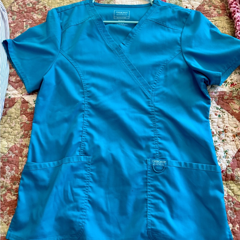 Cherokee Blue Scrub Top